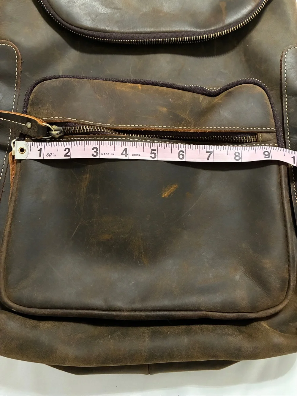 Vintage Distressed Brown Leather Backpack Full Grain Leather Adjustable Straps